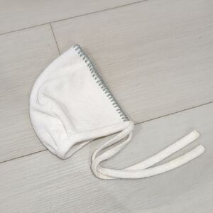 White and Gray Kids Bonnet For Newborn Tag States 6 Months